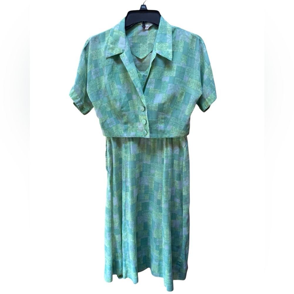 1950s Eve Carver Semi-Sheer Cotton Fit & Flare Spring/Summer Dress & Jacket‎